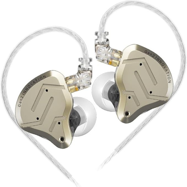 LINSOUL KZ ZSN PRO 2 In-Ear Monitor, 1BA+1DD Hybrid Driver HiFi austiņas IEM, vadu austiņas, noņemams sudrabots iedziļināts 0,75 mm 2 kontaktu kabelis audiofilam (zelta, bez mikrofona)