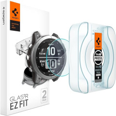 Spigen Glas.tR EZ Fit ekrāna aizsargplēve, saderīga ar Garmin fēnix 7, fēnix 7 Solar, fēnix 7 Sapphire Solar, 47 mm, 2 gabali, izturīga pret skrāpējumiem, 9H cietības plēve