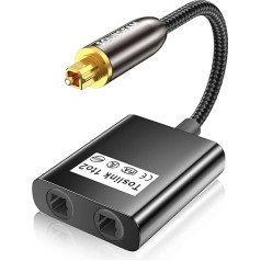 SOUNDFAM Toslink Splitter 1 in 2 Out Optical Cable Splitter Digital Audio Optical Splitter Adapter for TV, DVD, Soundbar - Black