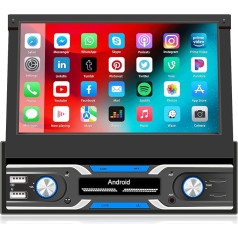 1G + 32G CAMECHO Android auto radio 1 DIN ar 7 collu automātisko ekrānu, auto radio ar satelītnavigācijas sistēmu, Bluetooth brīvroku sistēma, WiFi Mirror Link stūres vadības ierīce, atbalsta AUX/USB/DAB+/atgriešanas funkciju