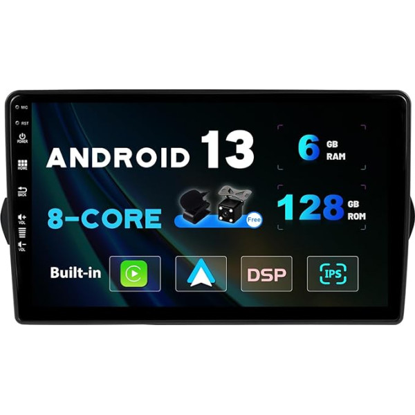 SXAUTO Android 13 [6G+128G, 8-Core] IPS Autoradio für FIAT Egea Tipo (2015-2018) - Eingebaut Carplay/Android Auto - LED Kamera + MIC- 360-CAM DAB Lenkradsteuerung Fast-Boot WiFi DSP - 2 Din 9 Zoll