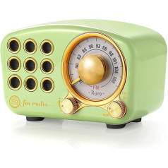 Retro Radio Bluetooth Speaker Vintage Radio Greadio FM Radio with Old Fashioned Classic Style, Strong Bass Boost, Loud Volume, Bluetooth 5.0 Connection, TF Card Slot and MP3 Player, Green