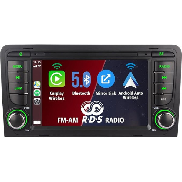 7 collu integrēts bezvadu Carplay un bezvadu Android auto ar Bluetooth AM FM RDS radio 1080P Full HD IPS ekrāns Linux auto radio Audi A3 S4 RS3