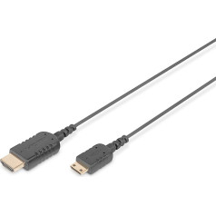 Digitus DB 330121 020 HDMI ātrgaitas savienojuma kabelis no C tipa vīrieša uz A tipa vīrieti, 2 m, melns