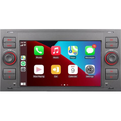 Ar bezvadu Carplay/Android Car saderīgs auto radio Ford Focus Fiesta Transit Fusion Mondeo Kuga C-Max S-Max ar IPS Touch Screen/Bluetooth/Mirror Link/FM/AM/USB, melna krāsa