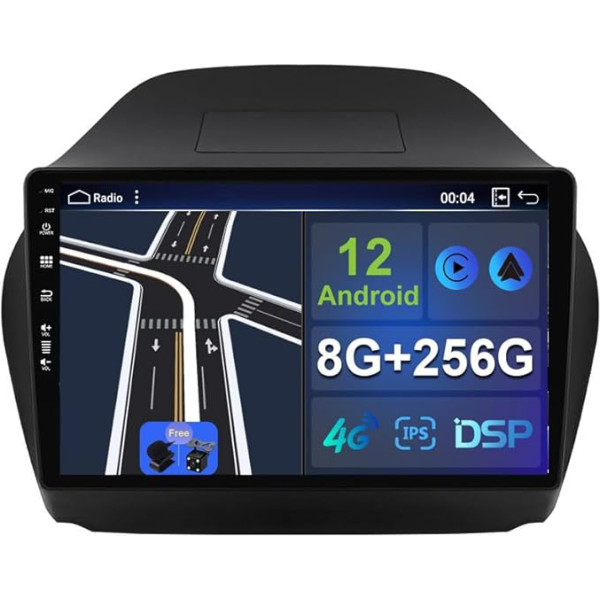 Android 12 auto radio Hyundai Tucson/IX35 2009-2015 - [6G+128G] - Iebūvēts DSP/Carplay/Android Car - LED kamera bez mikrofona - 10.1