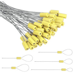 PATIKIL 50 tērauda drošības kabeļu plombu komplekts 10 collu numurētas stieples drošības birkas jūras konteineru kravas automašīnām, dzeltens