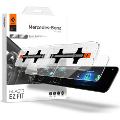 Spigen Glas.tR EZ Fit ekrāna aizsargplēve, saderīga ar Mercedes Benz A klases (W177, 2018-2023), GLB (2020-2024), CLA (2020-2023), šablons uzstādīšanai, kristāldzidra, izturīga pret skrāpējumiem, 9H plēve