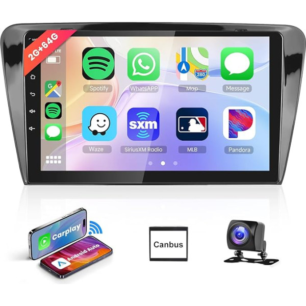 Podofo Carplay Android Autoradio GPS für Skoda Octavia 2015, 2G+64G HiFi Android Auto 10.1