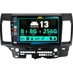 SXAUTO ¦8G+256G¦ Android 12 IPS auto radio Mitsubishi Lancer (2010-2016) - Iebūvēts Carplay/Android Car/DSP - LED kamera + MIC - DAB stūres vadības stūres vadība Fast Boot 360-CAM WiFi BT - 10.1 DIN 9