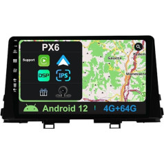 YUNTX [PX6-4G+64G] Android 12 autoradio priekš Kia Picanto Morning (2017-2020) 9 collu IPS 2.5D skārienjūtīgais ekrāns Bez kameras DAB/GPS/HDMI/4K/Radio stūres vadība/CarPlay/WiFi/Bluetooth 5.0/MirrorLink