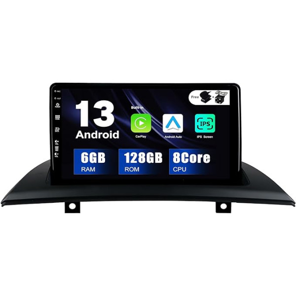 SXAUTO - 6G + 128G - Android 12 IPS auto radio BMW X3 E83 (2004-2012) - Iebūvēts Carplay/Android Car/DSP - LED kamera + MIC - DAB stūres vadības pults vadība Fast Boot 360-CAM WiFi - 2 DIN 9 collas