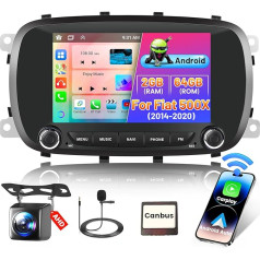 Hikity Android 13 2G 64G auto radio ar navigācijas sistēmu Fiat 500X 2014 2015 2015 2016 2017 2017 2018 2019 2020, bezvadu Apple CarPlay & Android Car, 7 collu skārienjūtīgais ekrāns, auto radio ar GPS WiFi RDS FM