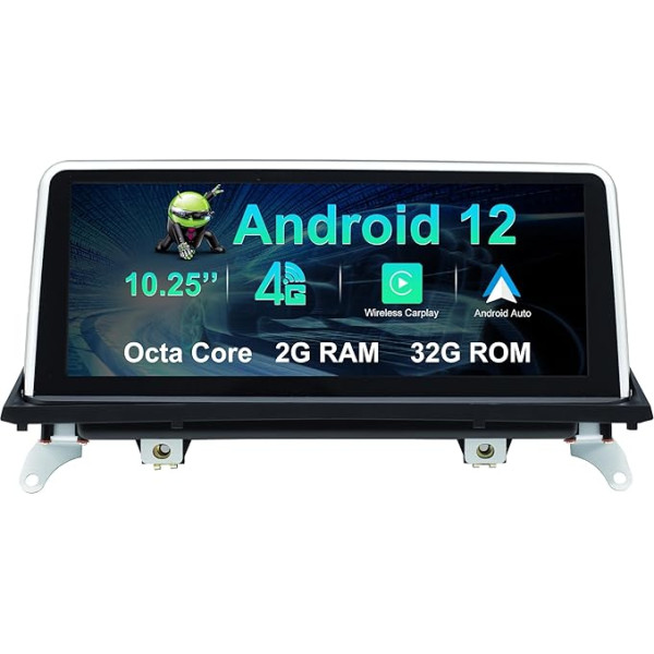 Android 12 auto radio BMW X5 X6 E70 E71 (2007-2010) CCC sistēmai [2G RAM + 32G ROM] Bezvadu Carplay/Android Car/GPS navigācija/Bluetooth/SWC/4G/WIFI/Reversijas kamera/Idrive sistēma