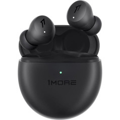 1MORE ComfoBuds Mini Bluetooth 5.2 austiņas, hibrīda aktīvās trokšņu slāpēšanas austiņas, bezvadu austiņas ausīs, 4 mikrofoni skaidram zvanam, stereo skaņa, bezvadu uzlāde, IPX5 (melnas)