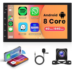 4G + 64G 8 Core Android 13 Auto radio 2 DIN ar Apple Carplay Android auto GPS navigācija WiFi 7 collu skārienjūtīgais ekrāns Auto radio ar Mirror Link Bluetooth FM/RDS USB/DAB/OBD/DVR/ISO Vadības stūres rats