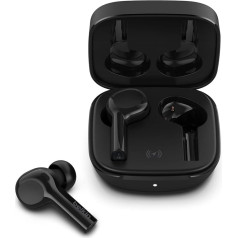 Belkin bezvadu Bluetooth austiņas ar bezvadu uzlādes korpusu, SOUNDFORM Freedom True Wireless, IPX5 aizsardzība pret sviedriem un šļakatām, dziļi basi, iPhone, Android ierīcēm - melnas krāsas