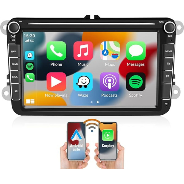 [2GB + 64GB] CAMECHO Android 13 auto radio VW Golf 5 6 Polo Tiguan Caddy Skoda Passat ar bezvadu CarPlay Android auto, 8 collu ekrāns ar satelīta navigāciju HiFi Bluetooth RDS WiFi + atpakaļgaitas kamera