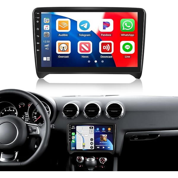 [Jaunums] Auometo 2+64G Android 13 Carplay Android Auto Autoradio mit DSP für Audi TT MK2 8J 2006-2012, 9'' Touchscreen,1280 * 720, mit GPS WiFi BT BT USB FM RDS Radio Mirror Link+32 Band EQ