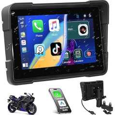 Podofo Motorrad Autoradio mit Wireless Apple Carplay Android Auto, 5-Zoll Tragbares Autoradio Bluetooth mit Mirror Link,FM-Übertragung, UI,TF-Karte, EQ-Einstellung