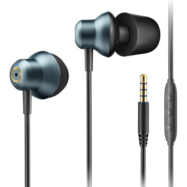 In-Ear austiņu kabelis ar četriem skaļruņiem, vadu HiFi stereo austiņas ar mikrofonu, trokšņu izolācijas austiņas ar 3,5 mm ligzdu lielākajai daļai viedtālruņu, planšetdatoru un datoru (zilas)