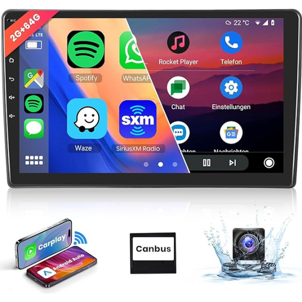 【8 Kern 2+64G】 Hodozzy Carplay Autoradio für Citroen C5 2013-2016 Android Autoradio mit Navi,10 Zoll Touchscreen mit Android Auto/Mirror Link/WiFi/GPS/RDS/FM/Bluetooth/USB/DSP