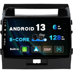 SXAUTO Android 13 [6G+128G] IPS Autoradio für Toyota Land Cruiser 200 (2007-2015) - Eingebaut Carplay/Android Auto - LED Kamera + MIC- 360-CAM DAB Lenkradsteuerung Fast-boot WIFI DSP - 2 Din 10.1 Zoll