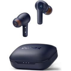 Donner Bluetooth Kopfhörer mit Geräuschunterdrückung, In Ear Kopfhörer kabellos mit 12mm Audiotreiber, intensīvāki basi, trokšņu slāpēšana Kopfhörer mit 4 Mikrofone, 32 Std Akku, Bluetooth 5.2 - melns