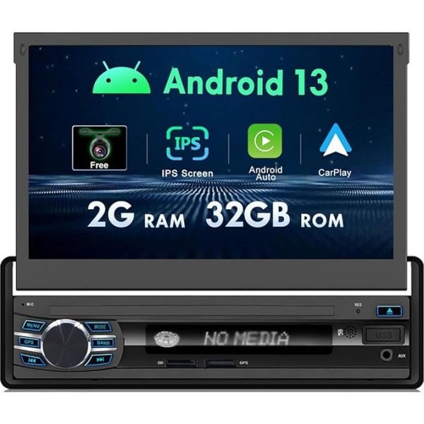 MISONDA 7 collu Flip Screen Android 12 Auto Radio Stereo Per Universal 1 DIN Telephoto Posteriore Gratuiti Support GPS/DAB/Controllo del Volante/4G/WiFi/Bluetooth/Carplay/Mirrorlink-2G+32G