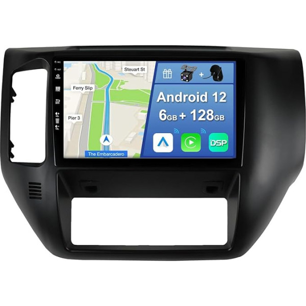 YUNTX [6GB + 128GB] Android 12 auto radio Nissan Patrol V5 V61 (2004-2013) [Integrēts CarPlay/Android Car/DSP/GPS]-9 collu IPS Touch Screen CAM+MIC-DAB/Mirror Link/Bluetooth 5.0/AHD/360 Camera/WiFi