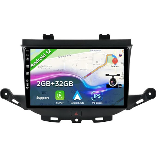 BXLIYER Android 12 auto radio Vauxhall Astra K/Buick Verano GS (2016-2020) - atpakaļgaitas kamera - 2G + 32G - IPS 9 collu 2 DIN - DAB stūres vadība WiFi Carplay Android auto Bluetooth DSP