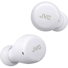 JVC Gumy Mini True Wireless austiņas [Amazon ekskluzīvs izdevums], Bluetooth 5.1, aizsardzība pret šļakatām (IPX4), ilgs akumulatora darbības laiks (līdz 15 stundām) - HA-Z55T-W (Balta)