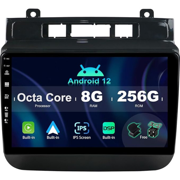 SXAUTO ¦8G+256G ¦ Android 12 IPS Auto Radio VW Touareg FL NF (2011-2017) - Iebūvēts Carplay/Android Car/DSP - LED kamera + MIC - DAB stūres vadības stūres vadība Fast Boot 360-CAM WiFi DSP - 2 DIN 9