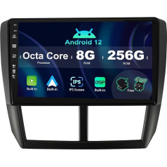 SXAUTO ¦8G+256G¦ Android 12 IPS Autoradio für Subaru Forester 3 (2007-2013) - Eingebaut Carplay/Android Auto/DSP - LED Kamera + MIC - DAB Lenkradsteuerung Fast-Boot 360-CAM WiFi AHD - 2 Din 9 Zoll