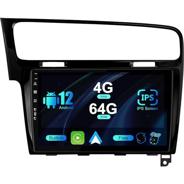 SXAUTO Android 12 IPS auto radio Golf 7 (2013-2018) - Iebūvēts Carplay/Android Car/DSP - LED kamera + MIC - 4G + 64G - DAB 360-CAM vadība pie stūres Fast Boot WiFi AHD - 2 DIN 10,1 collas -