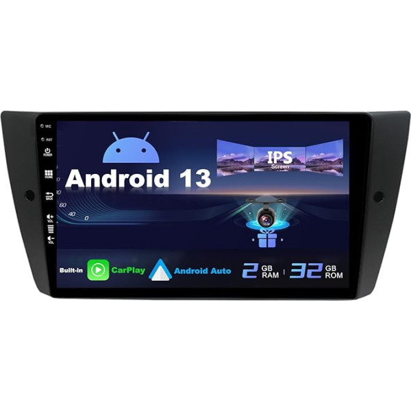 SXAUTO Android 12 IPS auto radio BMW E90/E91/E92/E93 (2005-2012) - Iebūvēts CarPlay/Android Car - Bez atpakaļskata kameras - 2G + 32G - Vadāms no stūres DAB Fast Boot WiFi - 2 DIN 9 collas