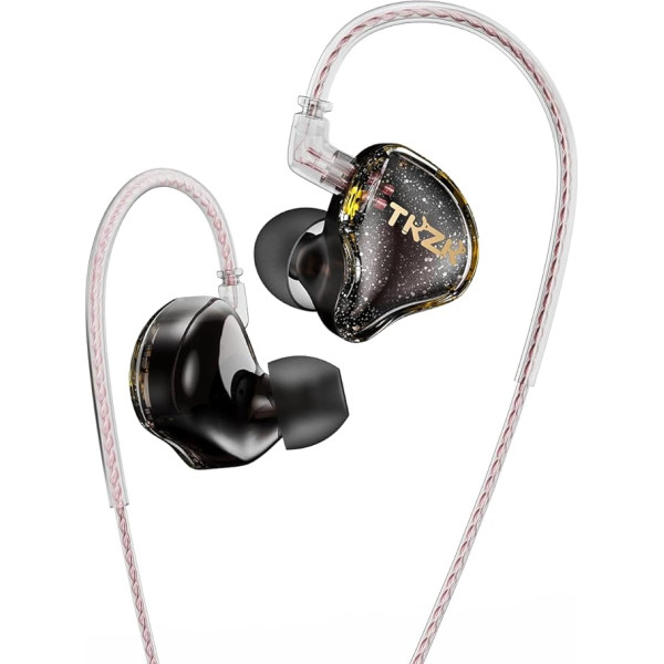 keephifi TRZR In-Ear austiņas vadu Super Bass ar uzlabotu kabeli 1D Stereo skaņas austiņas vadu HiFi austiņas (melnas, bez mikrofona)