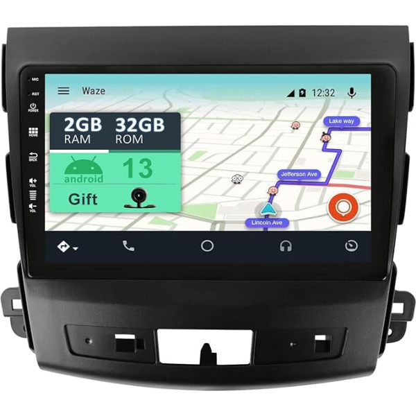 YUNTX [2GB + 32GB] Android 13 auto radio ar satelītnavigāciju Mitsubishi Outlander/Peugeot 4007/Citroen C-Crosser-9 collu skārienjūtīgais ekrāns bezmaksas kamera DAB/GPS/Stūres vadības stūres vadība/MirrorLink/Bluetooth