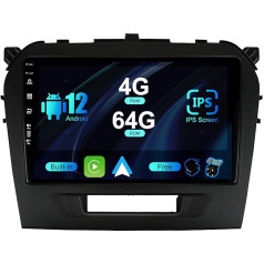 SXAUTO Android 12 IPS auto radio priekš Suzuki Vitara (2014-2020) - Iebūvēts Carplay/Android Car/DSP - LED kamera + MIC - 4G + 64G - DAB 360-CAM vadība no stūres rata Fast Boot AHD WiFi - 2 DIN 9 collas