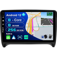 BXLIYER - [8G+256G, 8-core] - Android 12 IPS autoradio Audi TT (2006-2011) - Bezvadu CarPlay/Android Car/DSP - LED kamera un mikrofons - 9 collu 2 DIN - DAB stūres vadības stūres rats Fast Boot 360-CAM WiFi