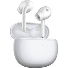 Xiaomi Buds 3 Bluetooth In-Ear austiņas (aktīva trokšņu slāpēšana, caurspīdīguma režīms, augstas kvalitātes Hi-Fi skaņa, līdz 32 stundām ilgs akumulatora darbības laiks ar bezvadu uzlādes korpusu, IP55), baltas krāsas