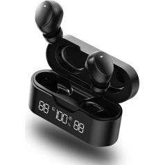 Gamma2 Bluetooth In-Ear austiņas ar mikrofonu, bezvadu skārienam, 30 h atskaņošanas laiks, DeepBass trokšņu slāpēšana, IPX7, ideāli piemērotas skriešanai vai ceļošanai, P11, L, melnas Bluetooth austiņas