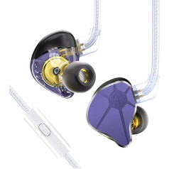 EZ EAR In-Ear Monitor CCZ BC04 HiFi austiņas DD & BA Dynamic Drivers Rich Details Cable Earphones IEM Deep Bass ar 2 kontaktu noņemamu kabeli tālrunim, datoram, mūzikas spēlēm (violeta, mikrofons)