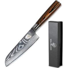 Wolfblood Santoku virtuves nazis (24 cm), damaskas nazis - 67 slāņu damaskas tērauds - ar īsta koka rokturi - profesionāls nazis ar dāvanu kastīti - universālais nazis - virtuves nazis - virtuves nazis - biroja nazis