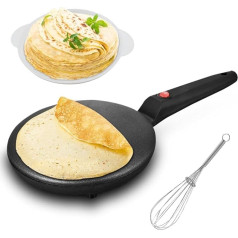 Gohytal Crepes Maker Electric Non-Stick Pancake Maker, 600 W Electric Portable Crepe Machine for Home Use with Whisk and Bowl, Mini Pancake Pot Cake Waffle Iron