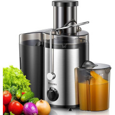 Reemix Stainless Steel Juicer for Fruit and Vegetables, 800 W Centrifugal Juicer, 2 Speeds and 65 mm Filling Opening, Easy to Clean (800, Watt)