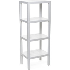 Tatay Lombok Shelf, 4 shelves, polypropylene, BPA free, wood effect, anti-slip bumpers, Max 10 kg, by shelf, easy assembly. Measure 38 x 29 x 100 cm. White colour.