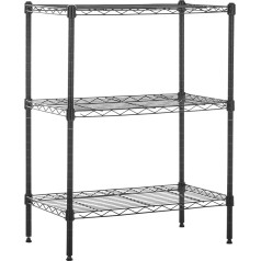 Amazon Basics 3 Tier Black Storage Rack with Adjustable Height and Levelling Feet - Max Weight 340kg