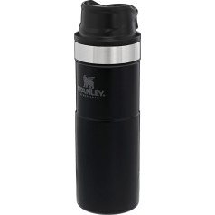 Stanley Trigger Action Thermal Mug 0.47 L - Uztur karstu 7 stundas - Noplūdes droša kafijas krūze - termosa pudele kafijai, tējai un ūdenim - nesatur BPA - nerūsējošais tērauds - piemērots mazgājamajai mašīnai - matēti melns