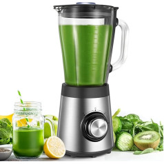 CCN Stand Mixer 500 W Energy Smoothie Maker with 1.5 L Heat-resistant Glass Container, Blender with Ice Crush Function, 4 Knives, 2 Speeds + Pulse, Smart Lock Technology, Grey